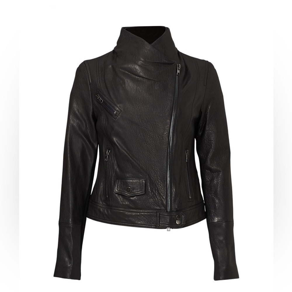 Vince Black Leather Moto Jacket - Picture 2 of 8